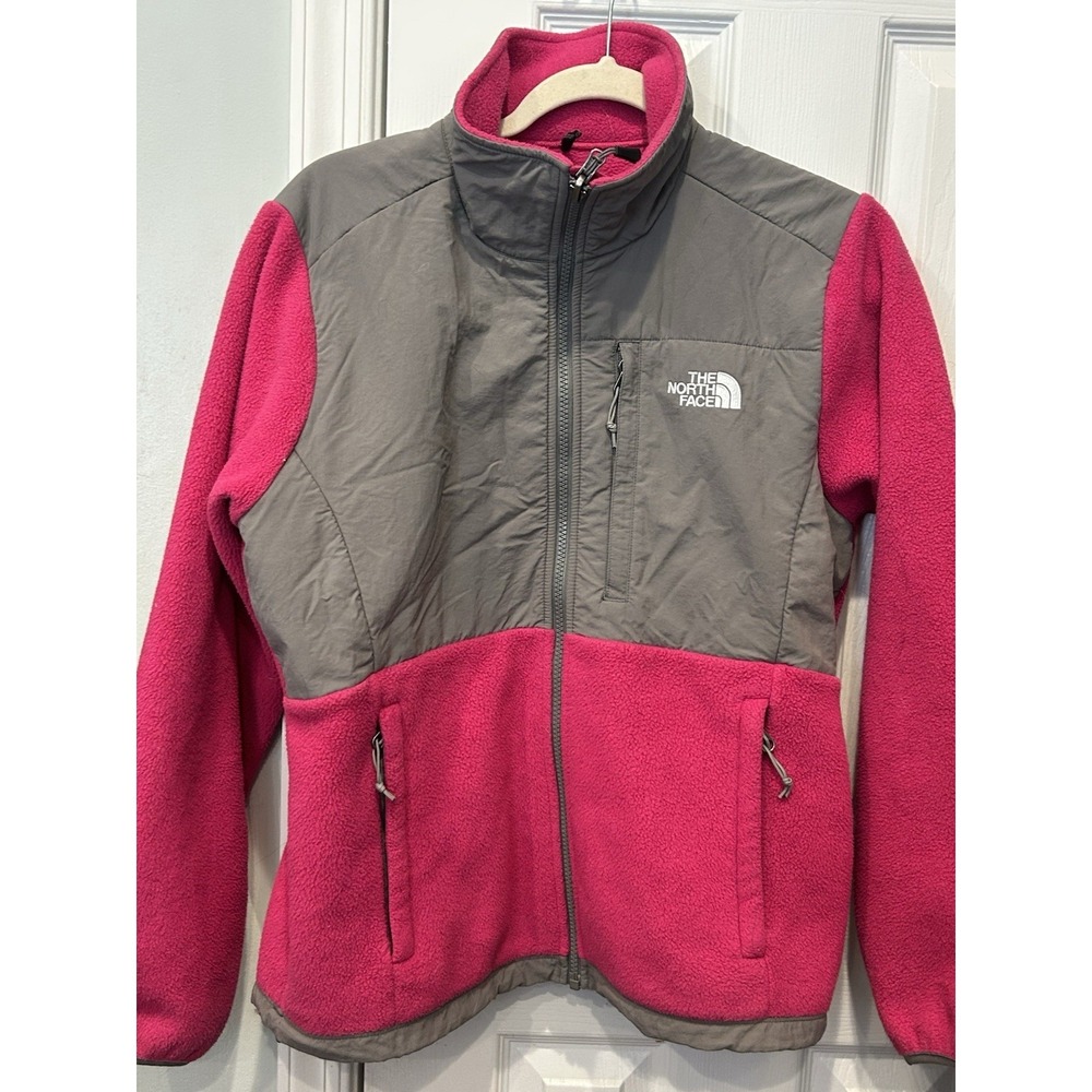 The North Face Med Denali Full Zip Up Jacket Fuchsia Gray Fleece Y2K Preppy